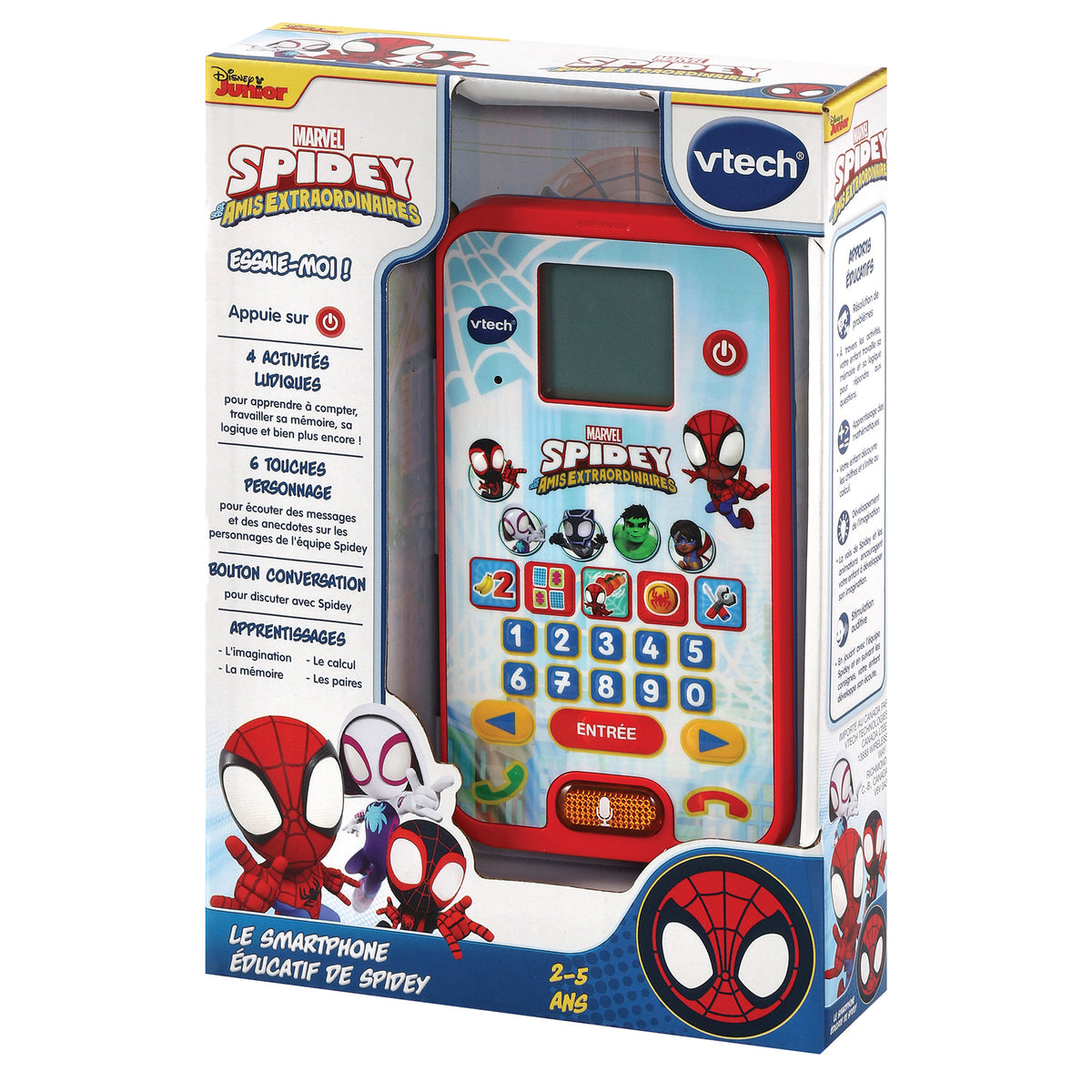 VTECH - SPIDEY - Le Smartphone Éducatif de Spidey - Enfant - Rouge - Mixte - 3 ans - Pile