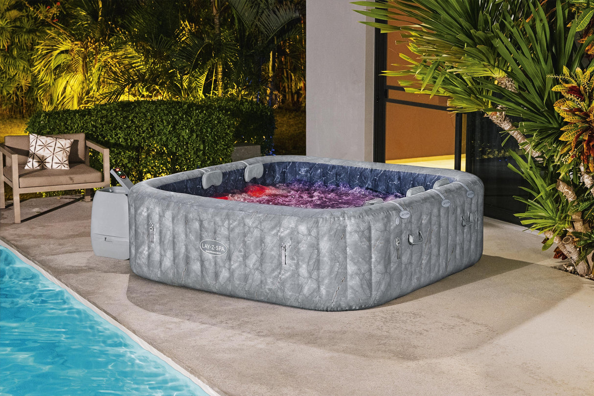 Spa gonflable BESTWAY - Lay-Z-Spa San Fransisco - Hydrojets - 230 x 230 x 71 cm - 5 a 7 places - Carré (couverture, 5 appuie-tete)