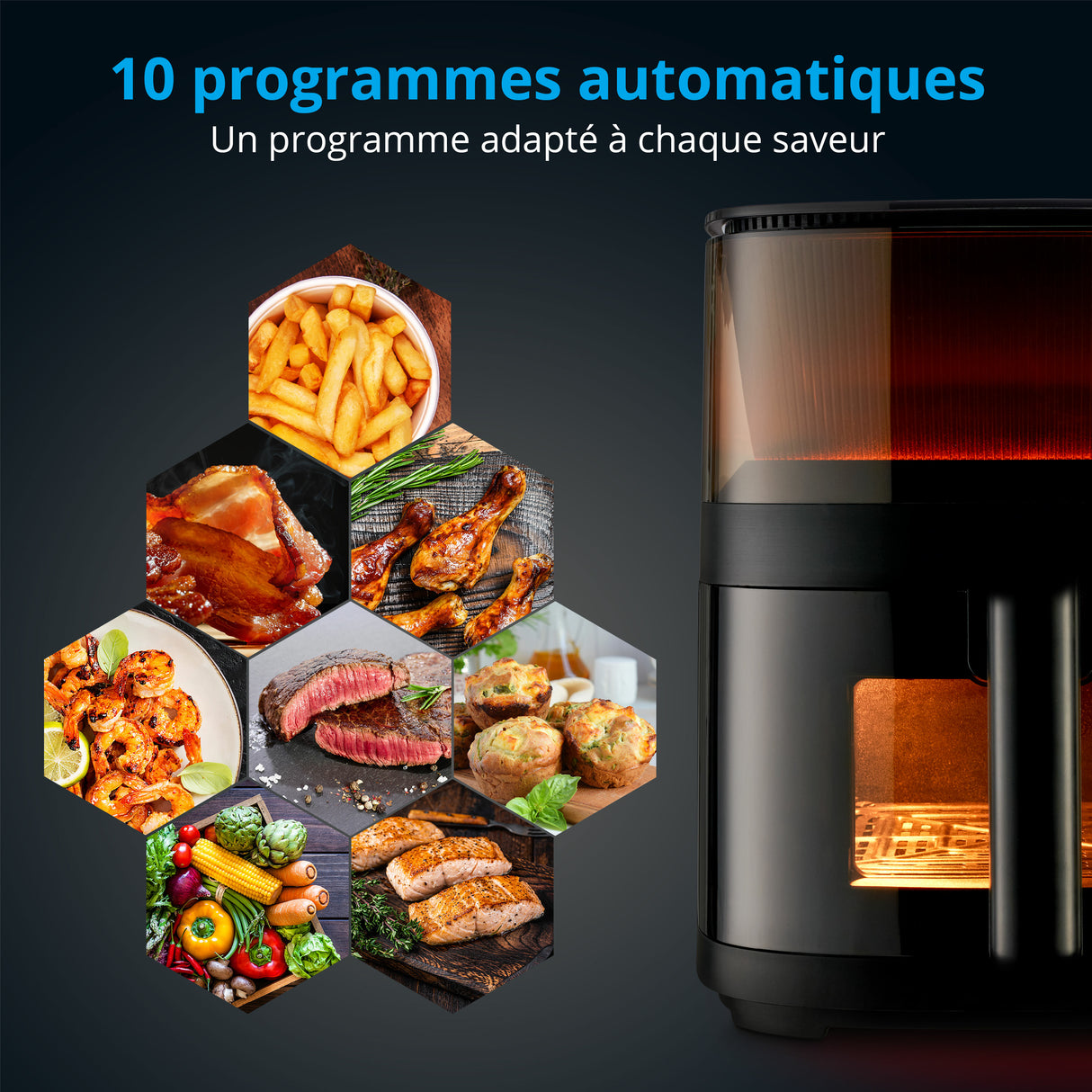 Friteuse a air chaud sans huile - MD 11780 - Température jusqu'a 230 °C - 10 programmes - 5 L - 1500 Watt