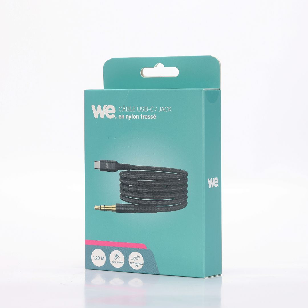 C ble USB-C/Jack M le 1.20m Nylon tressé noir