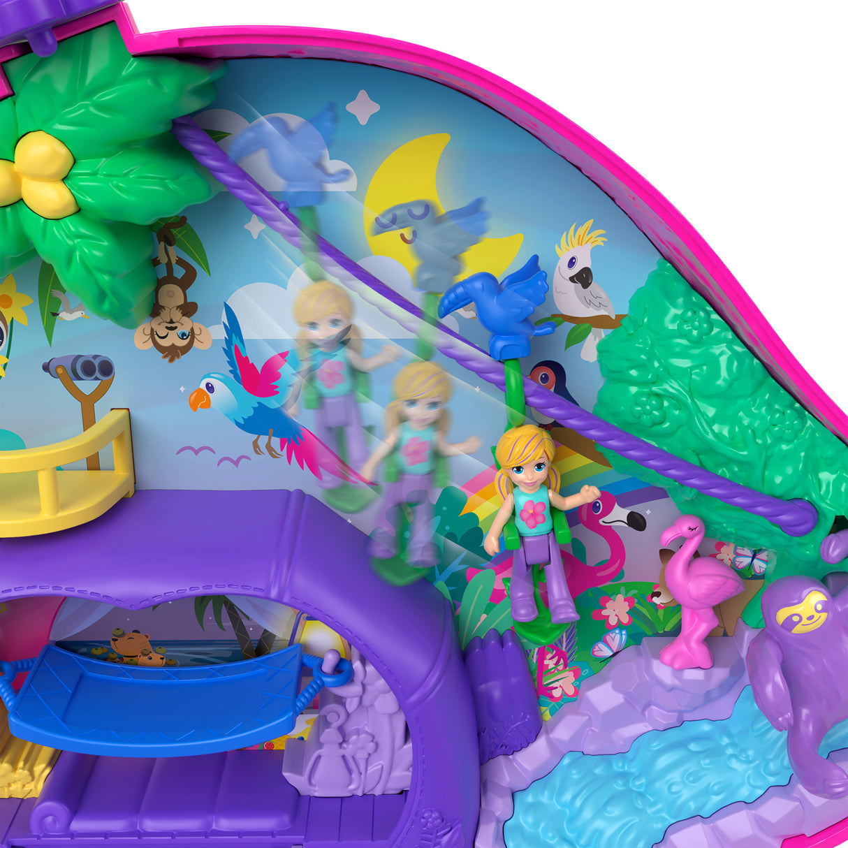 Polly Pocket-La Famille des Paresseux-Coffret 2 en 1, jouet de voyage HRD40