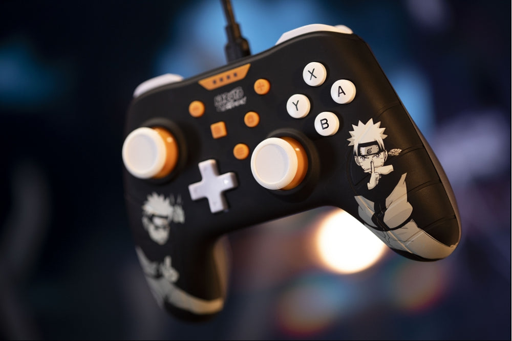 Manette filaire - KONIX - Naruto Shippuden Nintendo Switch / Switch 2 / PC - Fonction vibration - Câble 3 m - Motif Naruto - Noir