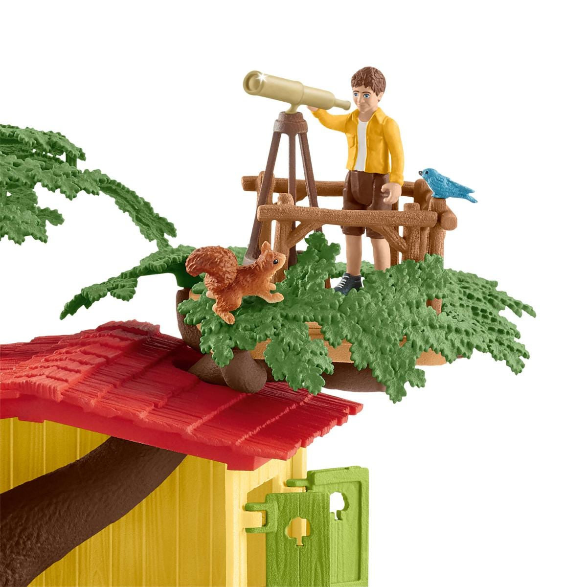 Cabane aventure dans les arbres, coffret de 60 pieces détaillées avec balançoire, 2 figurines d'enfant et figurines d'animaux,