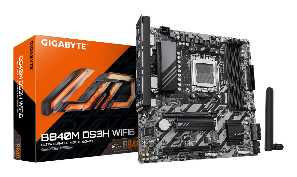 Carte mere - GIGABYTE - B840M DS3H WF6 - Format Micro-ATX - Chipset AMD B840 - DDR5 & PCIe 5.0 - WiFi 6
