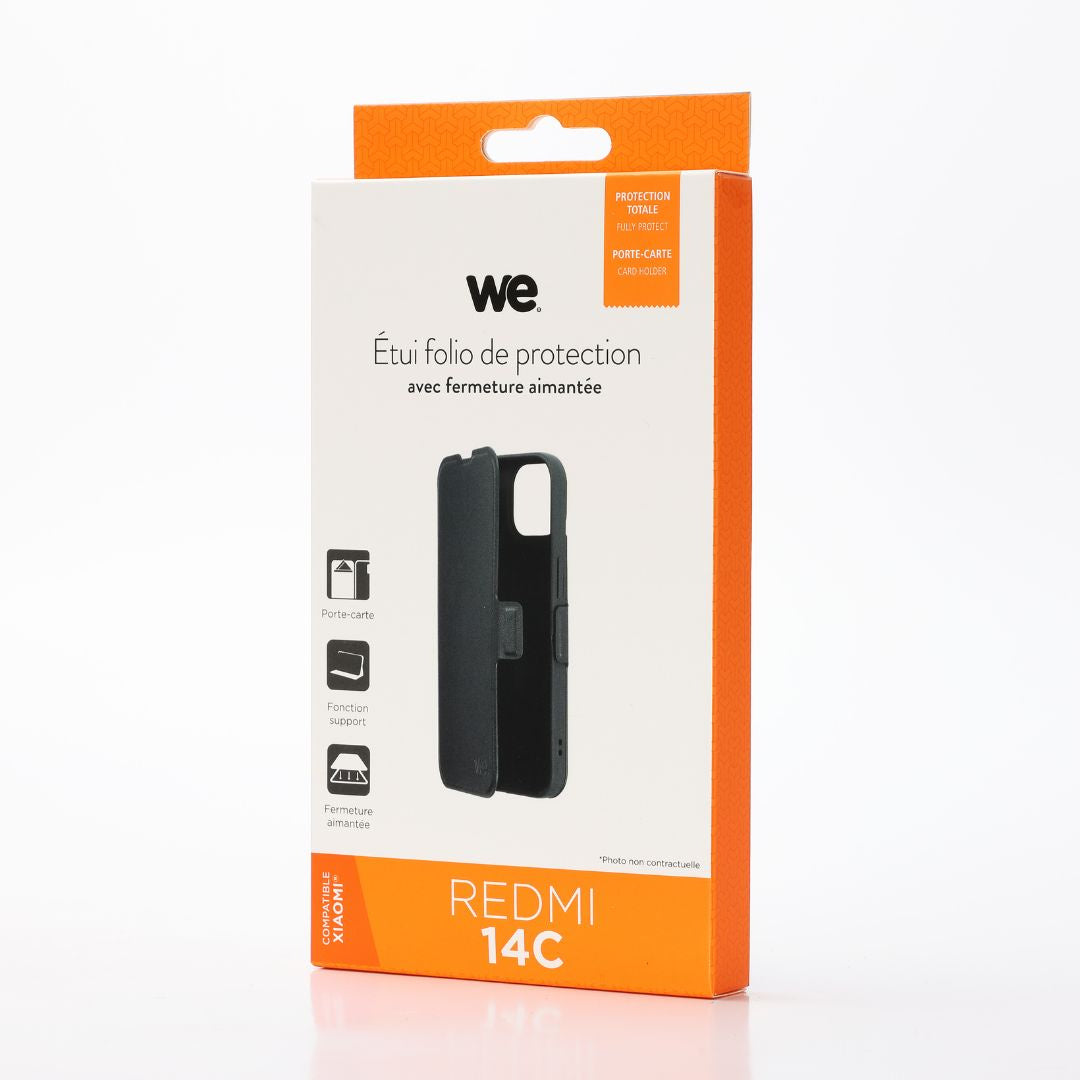 WE Etui folio FERMETURE AIMANTEE XIAOMI REDMI 14C noir