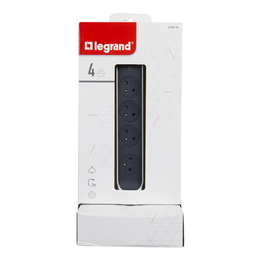 Multiprise 4 prises Legrand 2m (Noir/Blanc)