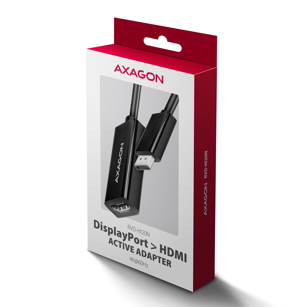 Câble adaptateur Axagon RVD-HI20N DisplayPort 1.2 mâle vers HDMI 2.0 femelle (Type A) 15cm (Noir)