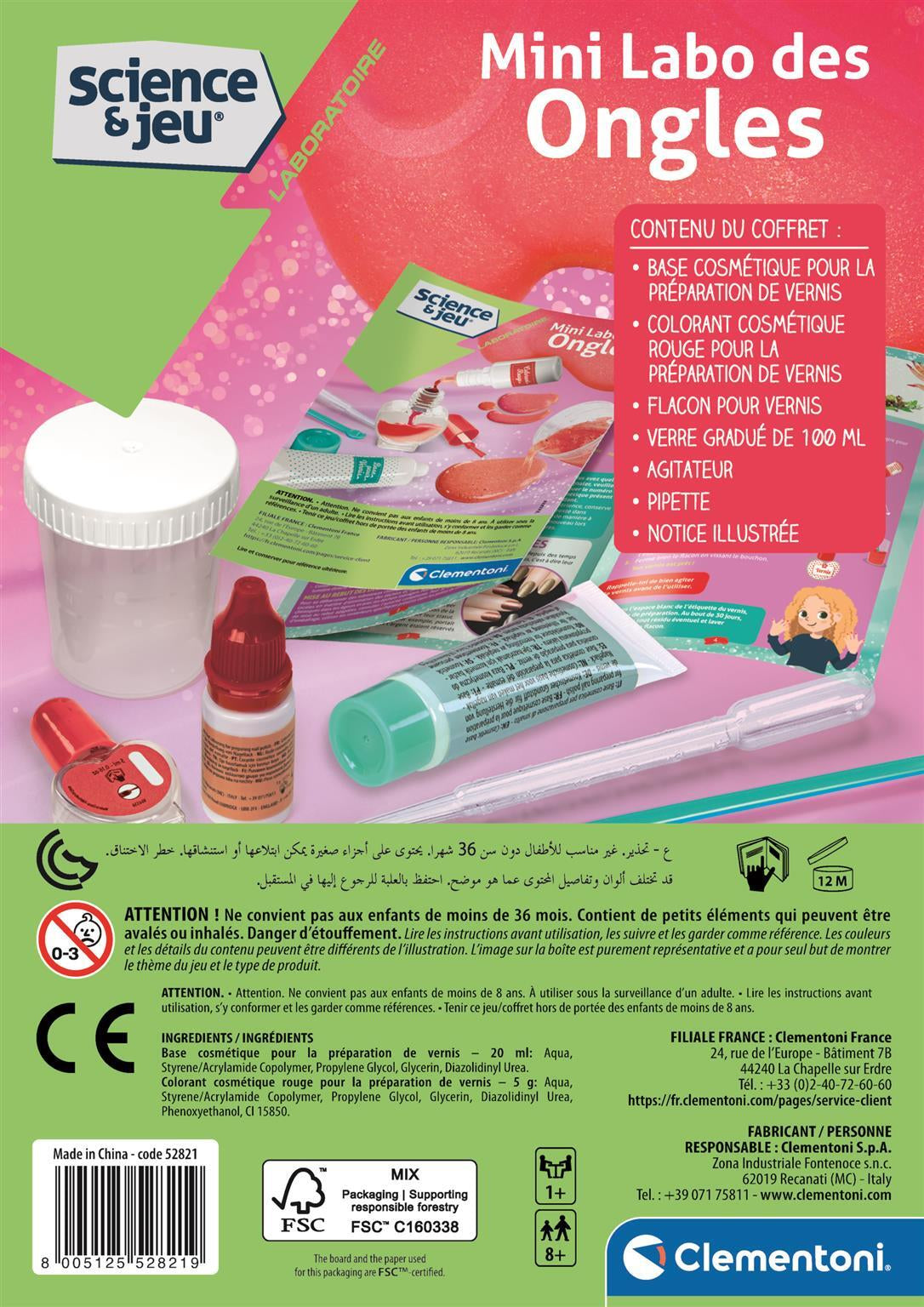 Clementoni - Sciences et Jeu - Mini Labo des ongles - Crée ton propre vernis a ongles - Des 8 ans