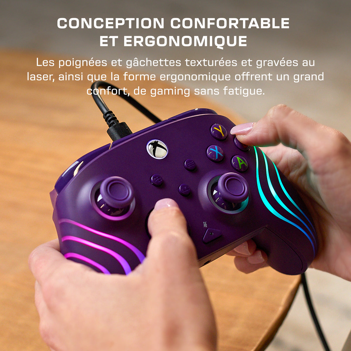 Manette de jeu - Xbox Series X|S, Xbox One et PC - Afterglow Wave - RGB - Filaire - Violet - TURTLE BEACH