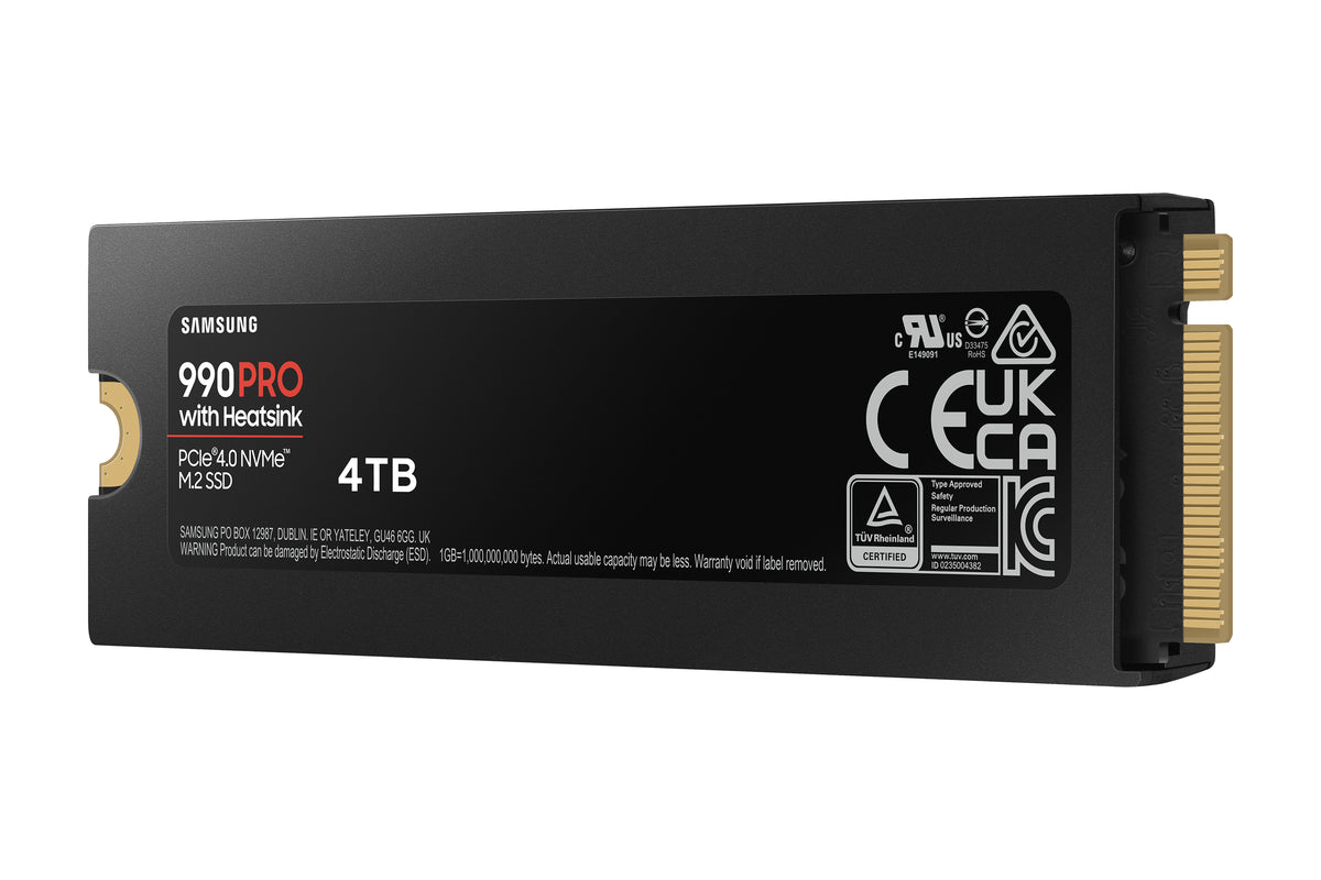 SAMSUNG - 990 PRO avec dissipateur- SSD Interne - 4 To - NVMe M.2 PCIe 4.0x4 - Vitesse lecture jusqu'a 7 450 Mo/s