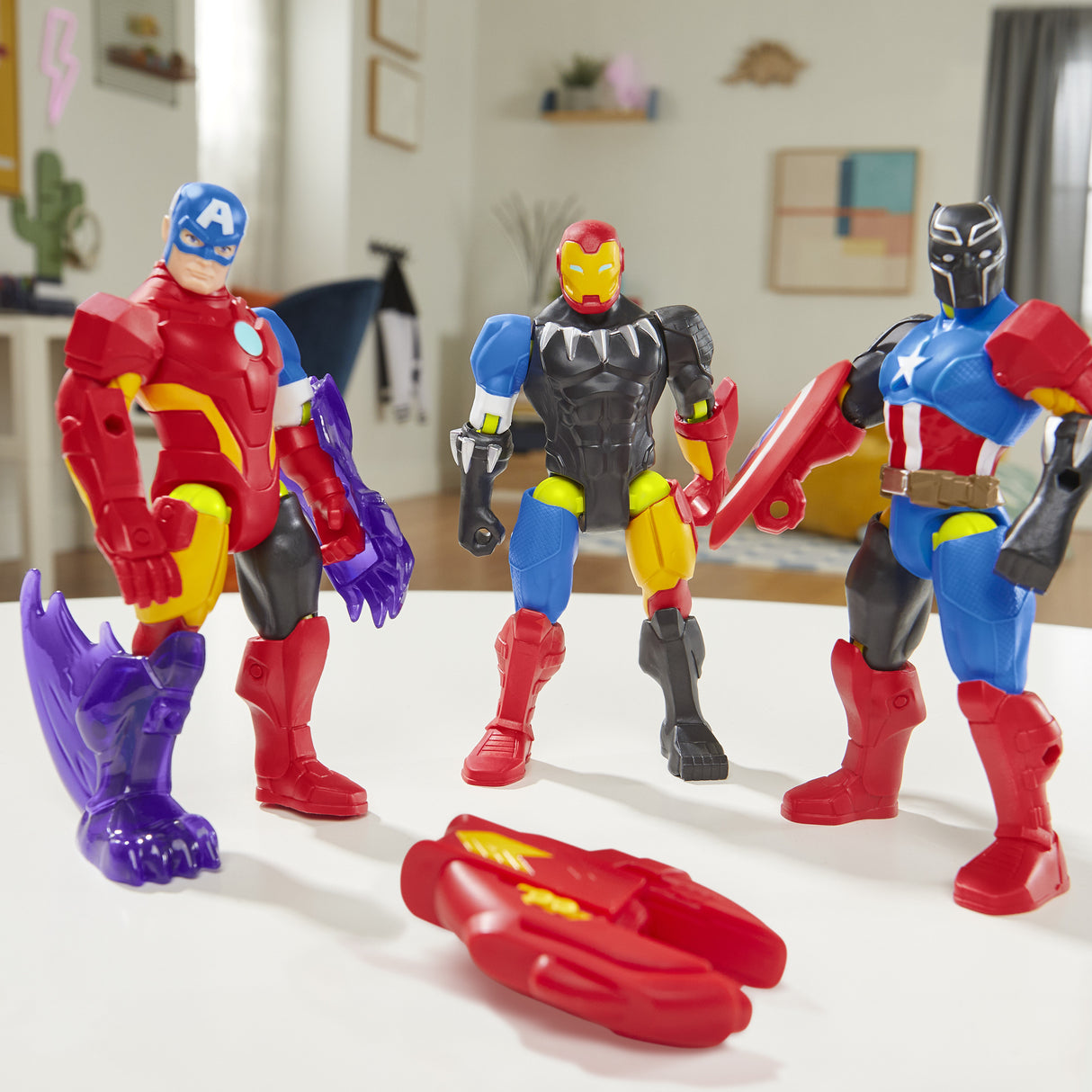MixMashers Captain America, figurine 12 cm personnalisable a mélanger et combiner avec accessoires, Marvel, des 4 ans