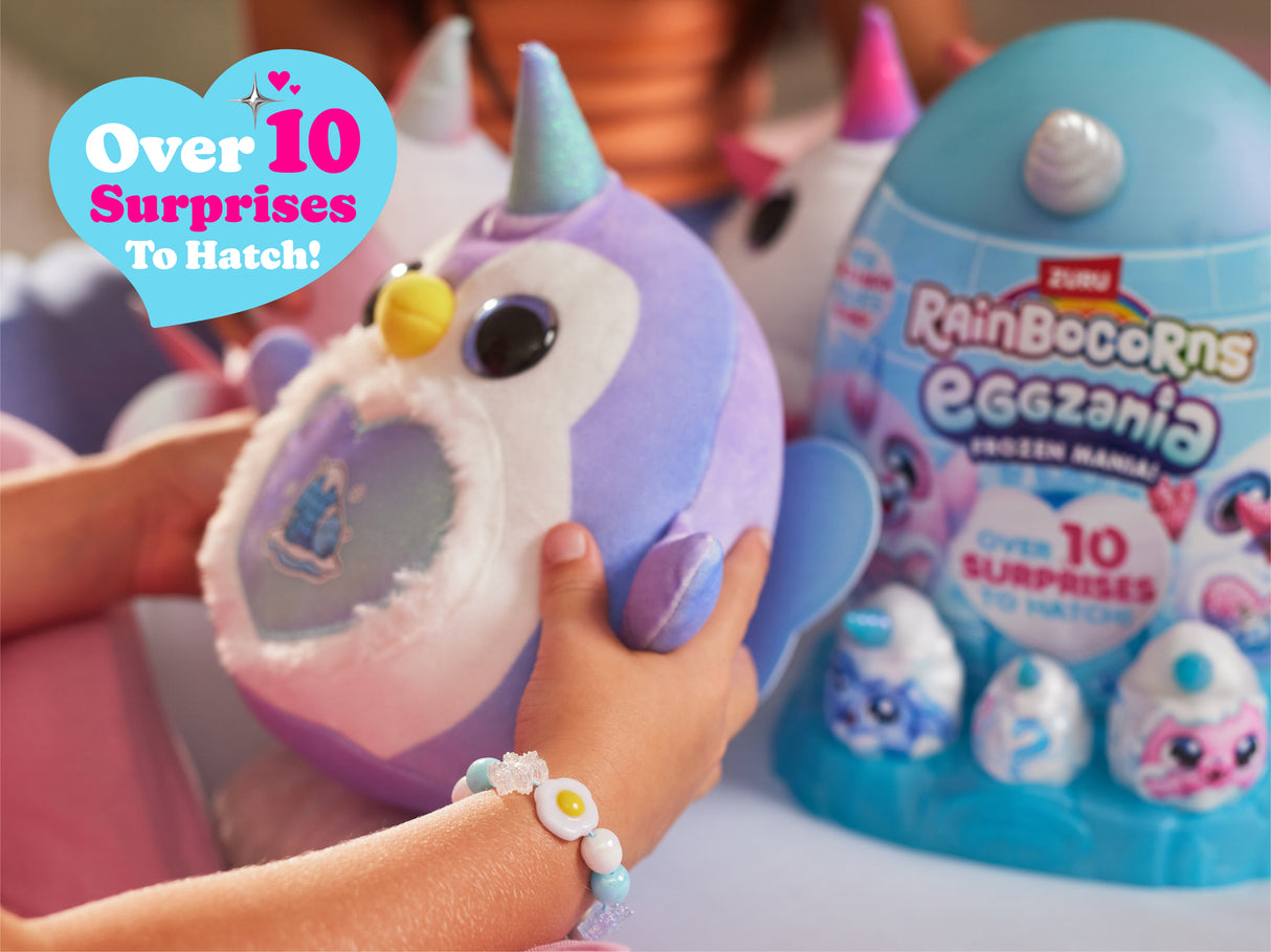 oeuf surprise peluche - RAINBOCORNS - Eggzania Frozen Mania - Theme givré - Peluche a découvrir - Accessoires inclus