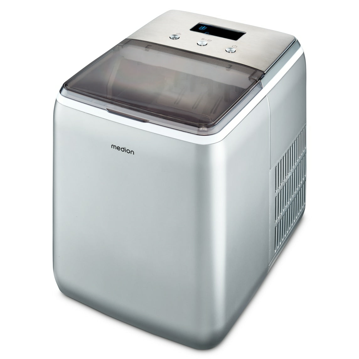 Machine a glaçons cristallins – MEDION MD11950 – Réservoir eau 2,6L – 15kg/24h – 2 tailles – 10 minutes – Inox
