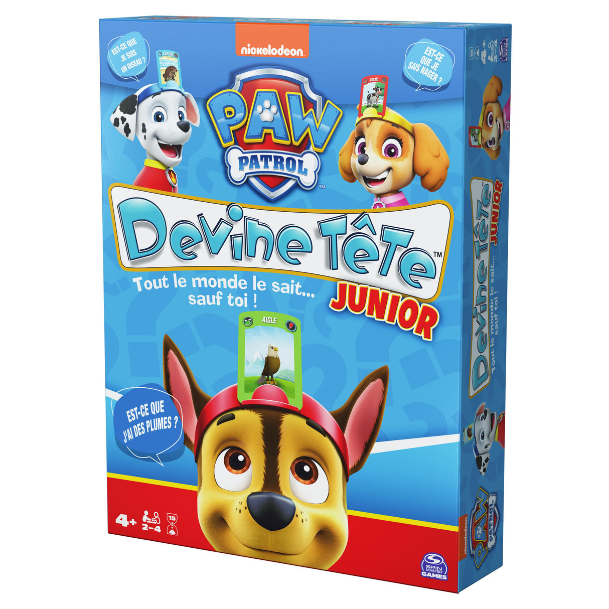 Devine Tete Pat Patrouille, Jeu de Société, Bandeaux et Devinettes, Version Française, Jeu Enfant des 4 ans