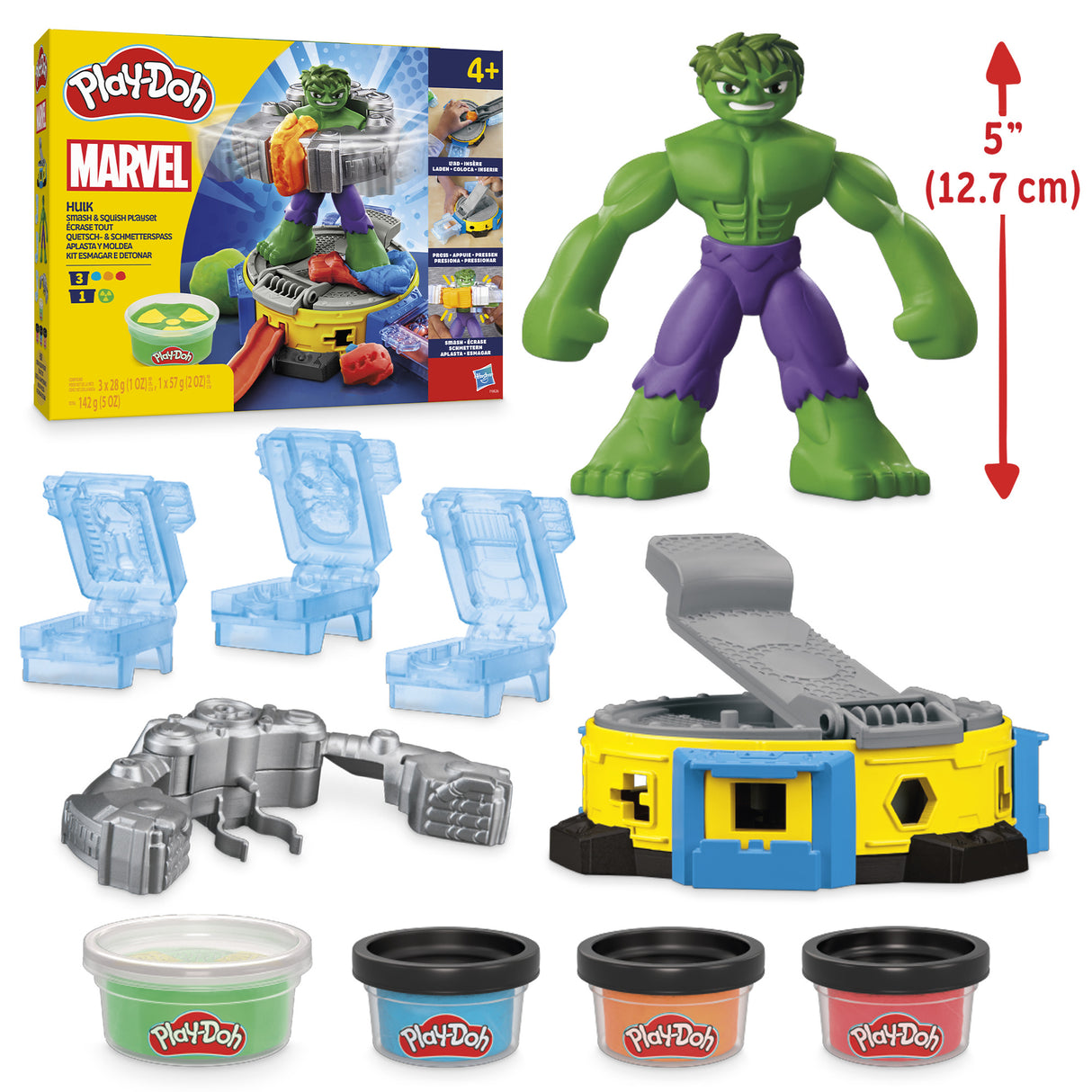 Play-Doh Hulk Écrase tout, coffret pâte a modeler avec figurine Hulk, a partir de 4 ans, Marvel