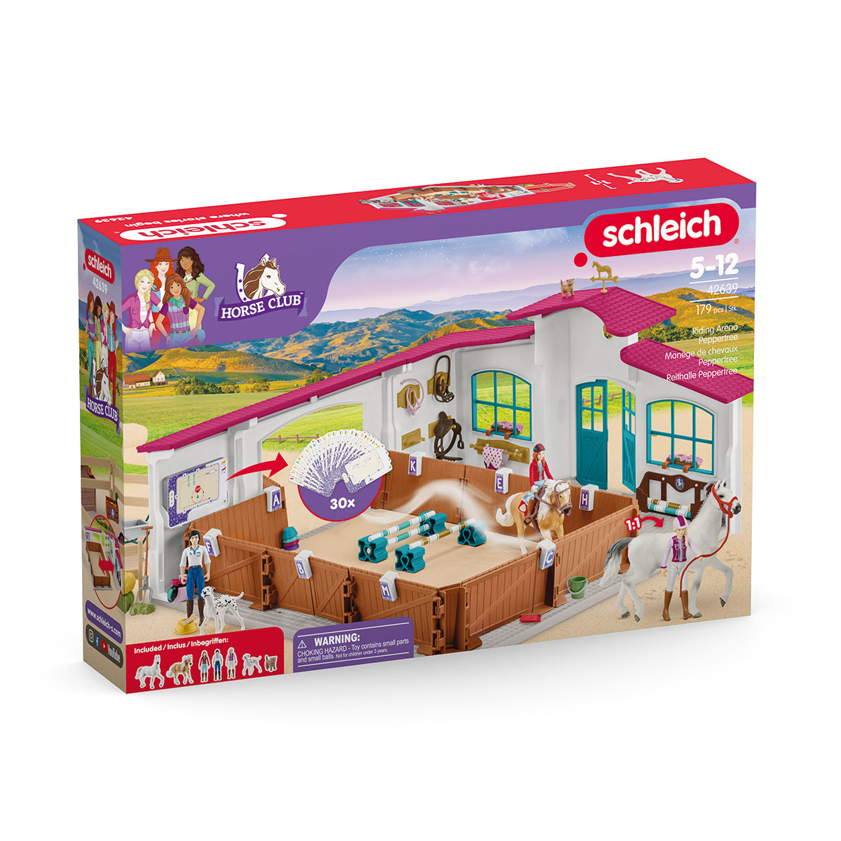 Grand Manege Equestre, Coffret figurine et accessoires, Schleich 42639 Horse Club, Pour enfant des 5 ans
