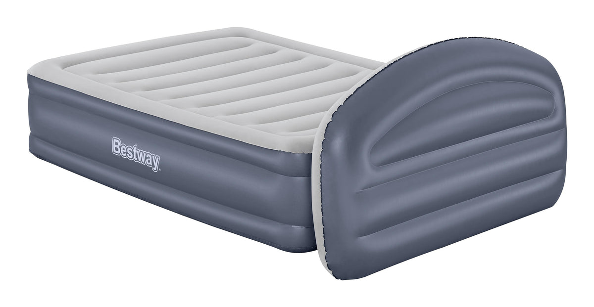 Matelas gonflable - BESTWAY - 671BD Queen - Pompe électrique intégrée - Tete de lit LoungeLux - Tritech durable