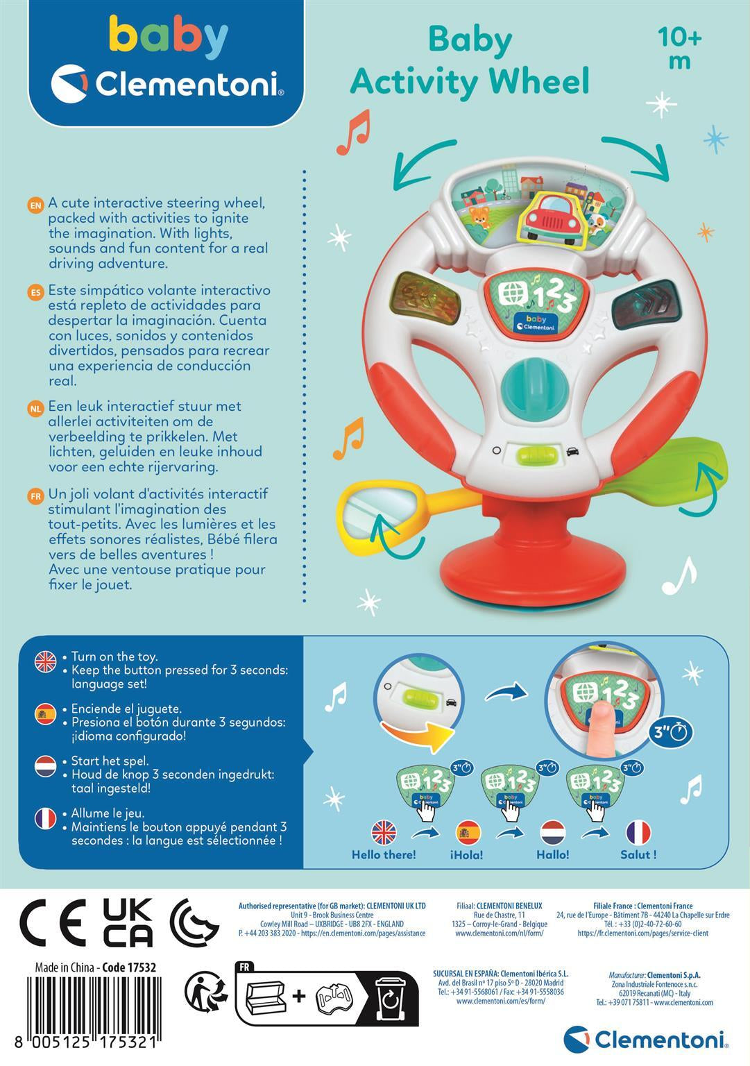 Le volant de Bébé parlant - CLEMENTONI - Jeux d'éveil - 2 modes de jeu - Des 6 mois