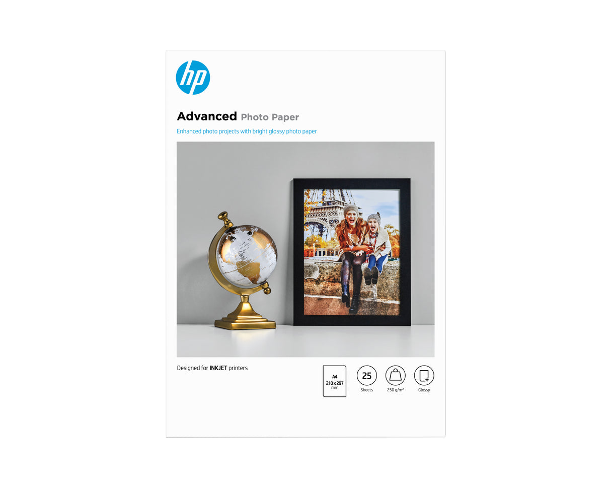 Papier photo HP Advanced a finition brillante - 25 feuilles/A4/210 x 297 mm (Q5456A)