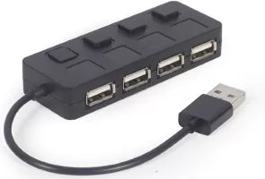 Hub USB 2.0 Gembird - 4 ports avec interrupteurs (Noir)