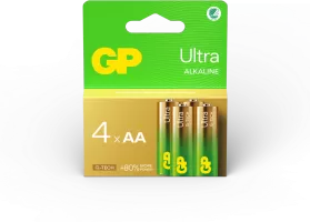 Lot de 4 piles Alcaline GP Batteries Ultra type AA (LR6) 1,5V