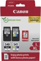 Pack 2 cartouches d'encre Canon PG-540L/CL-541XL Photo Value Pack (Noir/Couleurs) + 50x Papiers photo
