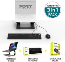 Pack T�l�travail 3en1 (Clavier/Souris/Support) Port Design Home Office (Noir)