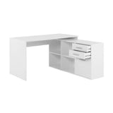 Bureau d'angle LONDON - Panneaux de particules - Décor blanc - 136 x 75 x 139 cm