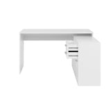 Bureau d'angle LONDON - Panneaux de particules - Décor blanc - 136 x 75 x 139 cm