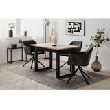 Table extensible Denver 80B - 120-160 x 75 x 80 cm - Décor chene artisan / anthracite - 1 extension de 40 cm inclue - 8 personnes