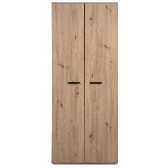 Meuble a chaussures Lugo - Décor chene artisan - 74 x 181,5 x 34 cm - Capacité 32 Paires