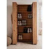 Meuble a chaussures Lugo - Décor chene artisan - 74 x 181,5 x 34 cm - Capacité 32 Paires