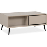 Table basse - ARONA - Rectangulaire - Capuccino / Noir - Sur pieds - 94 x 40 x 55 cm