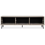 Meuble TV Arona - Beige / Noir - 3 abatants - 175 x 50 x 38 cm