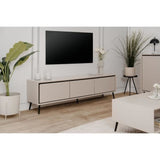 Meuble TV Arona - Beige / Noir - 3 abatants - 175 x 50 x 38 cm