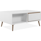 Table basse - ARONA - Rectangulaire - Blanc / Chene artisan - 94 x 40 x 55 cm
