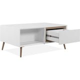 Table basse - ARONA - Rectangulaire - Blanc / Chene artisan - 94 x 40 x 55 cm
