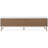 Meuble TV - ARONA - Blanc / Chene artisan - 3 abbatants - 175 x 50 x 38 cm