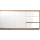 Buffet - PHoeNIX - DÈcor chene artisan / blanc HGL - 3 portes - 3 tiroirs - 178 x 88 x 40 cm