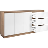 Buffet - PHoeNIX - DÈcor chene artisan / blanc HGL - 3 portes - 3 tiroirs - 178 x 88 x 40 cm
