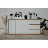 Buffet - PHoeNIX - DÈcor chene artisan / blanc HGL - 3 portes - 3 tiroirs - 178 x 88 x 40 cm