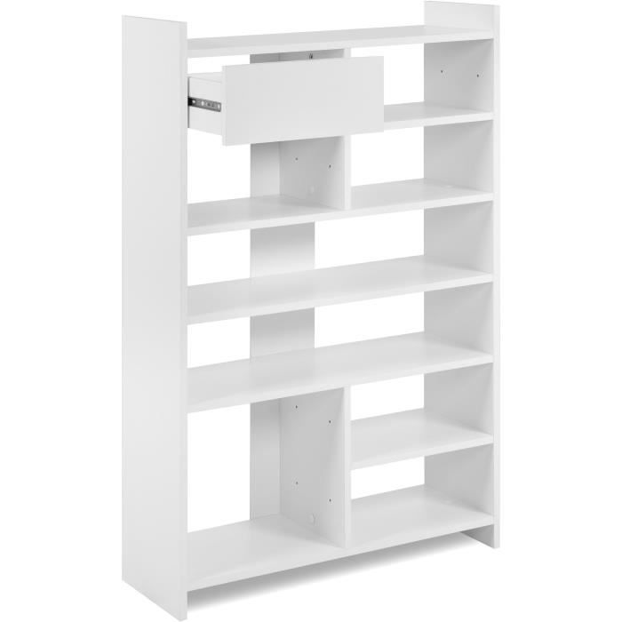 Meuble a chaussures - MÜNSTER - Blanc - 12 paires de chaussures - 71,5 x 25 x 109 cm