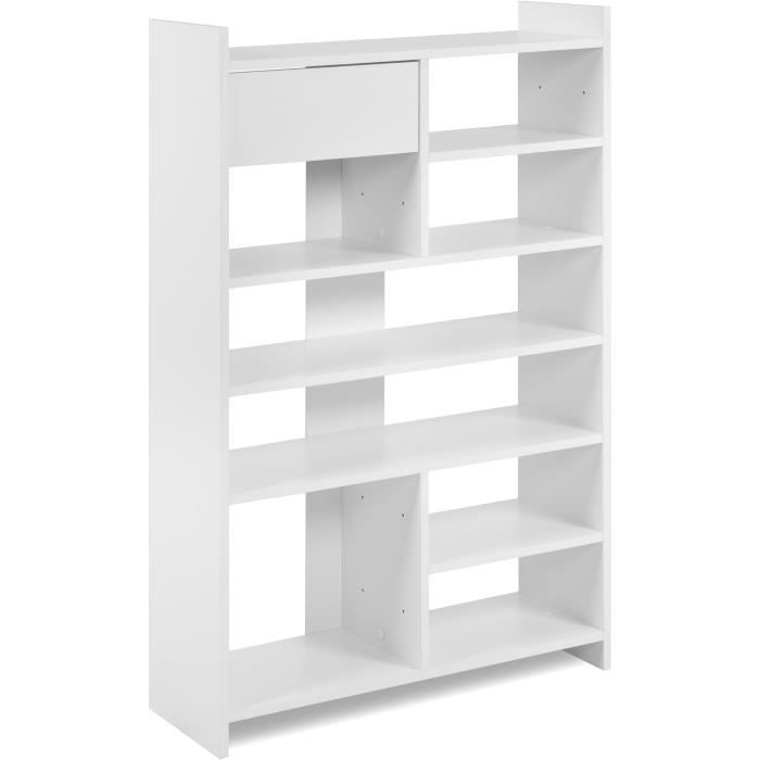 Meuble a chaussures - MÜNSTER - Blanc - 12 paires de chaussures - 71,5 x 25 x 109 cm