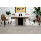 Table extensible - ARONA - Rectangulaire - 10 personnes - 160/200 x 76 x 90 cm - Sable / Noir