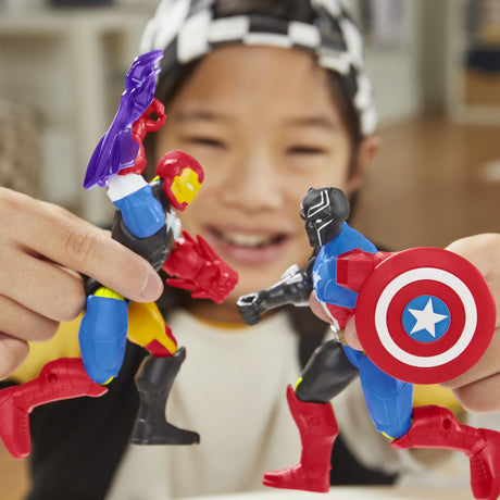 MixMashers Captain America, figurine 12 cm personnalisable a mélanger et combiner avec accessoires, Marvel, des 4 ans