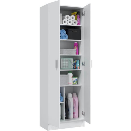 Armoire rangement chaussures - meuble d'entrée - 2 portes avec étageres- L59 x P37 x H180 cm - Basic