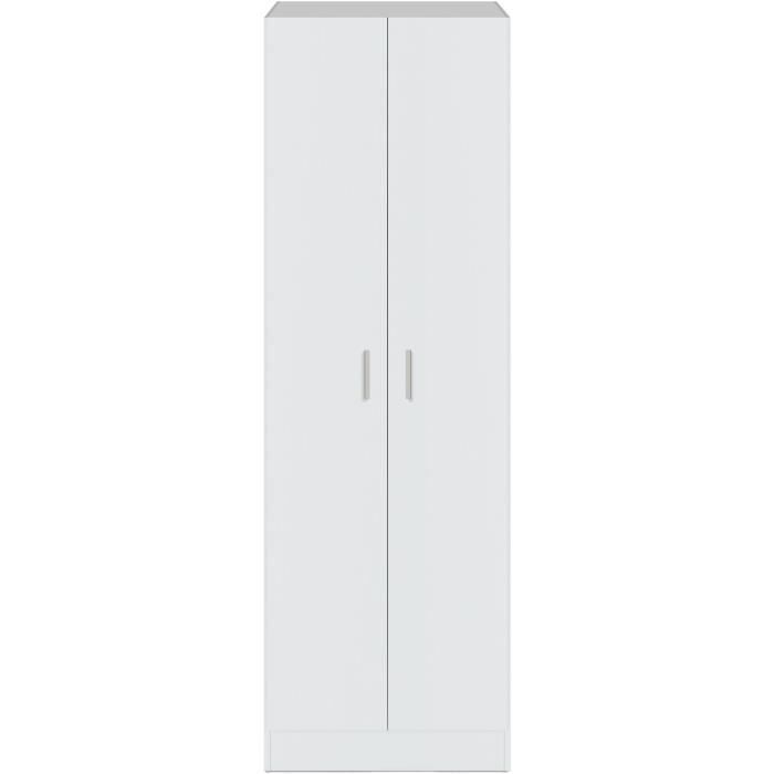 Armoire rangement chaussure - meuble d'entrée - 2 portes avec étageres- L 59 x P37 x H 180 cm - Basic