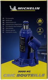 Cric hydraulique bouteille 3 tonnes hauteur levage 195mm a 385mm - MICHELIN - Pour le levage de voiture, SUV, utilitaires, 4x4.