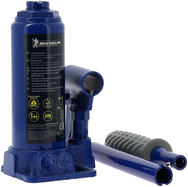 Cric hydraulique bouteille 3 tonnes hauteur levage 195mm a 385mm - MICHELIN - Pour le levage de voiture, SUV, utilitaires, 4x4.