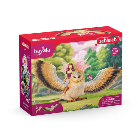 Figurine Elfe sur chouette scintillante, détails tres réalistes, SCHLEICH 70789 Bayala, Des 5 ans